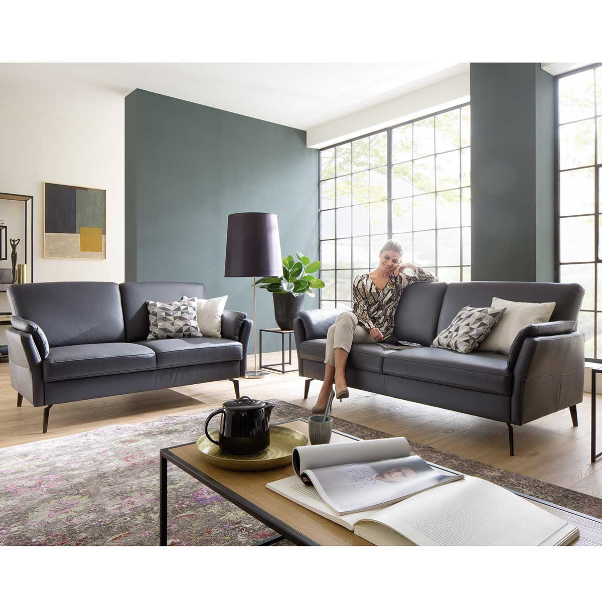 Sofa Hawaii 2-Sitzer in Leder grau