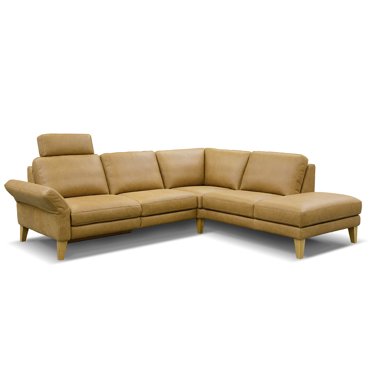 Polsterecke in Leder camel