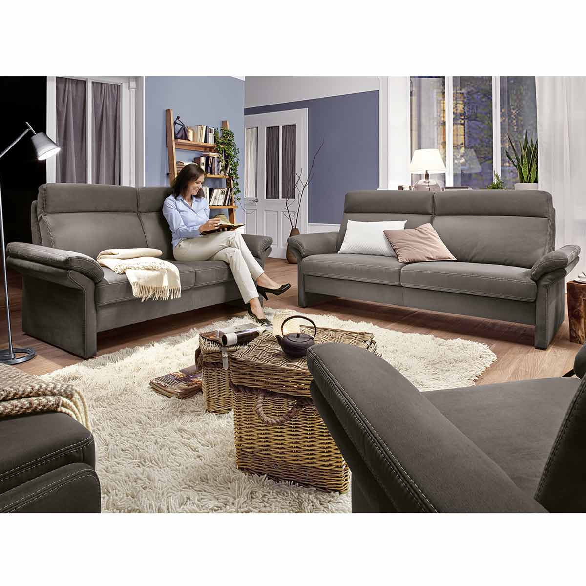 Sofa 2-Sitzer in Stoff taupe
