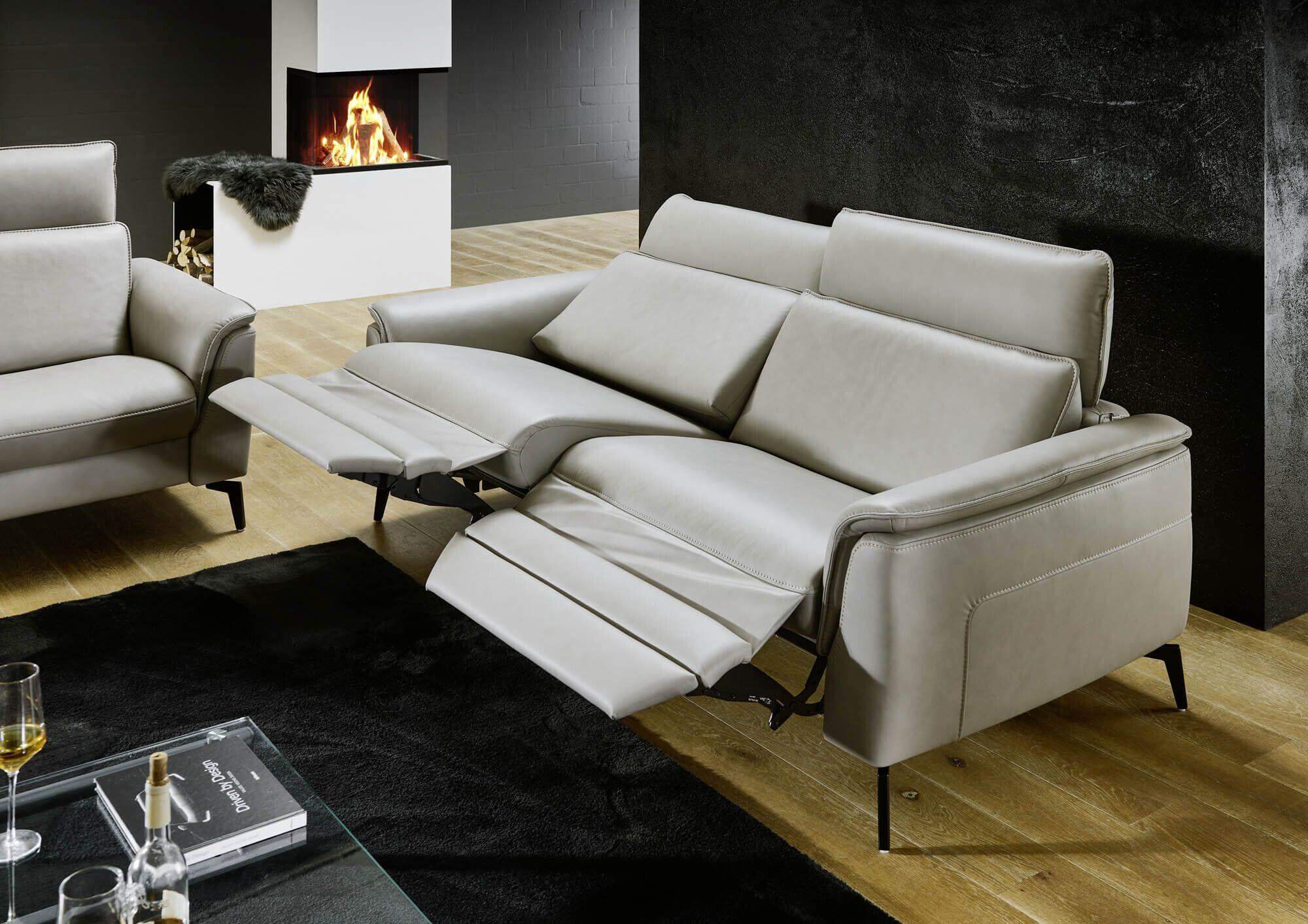 Ledersofa Colin Seidengrau