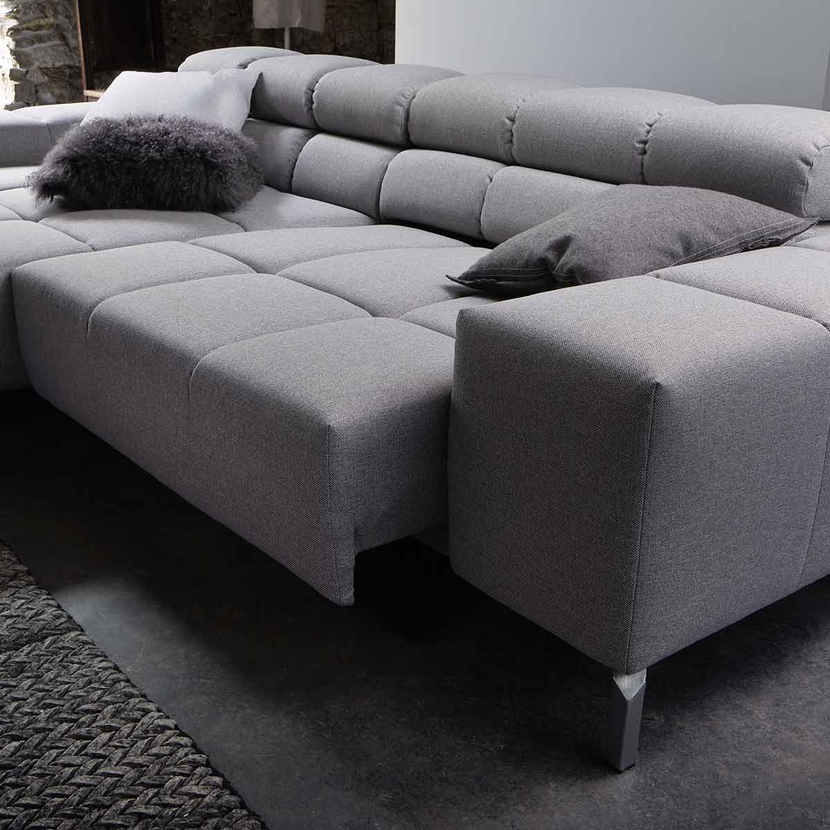 Polsterecke inkl. Kopfteilverstellung in Stoff grey
