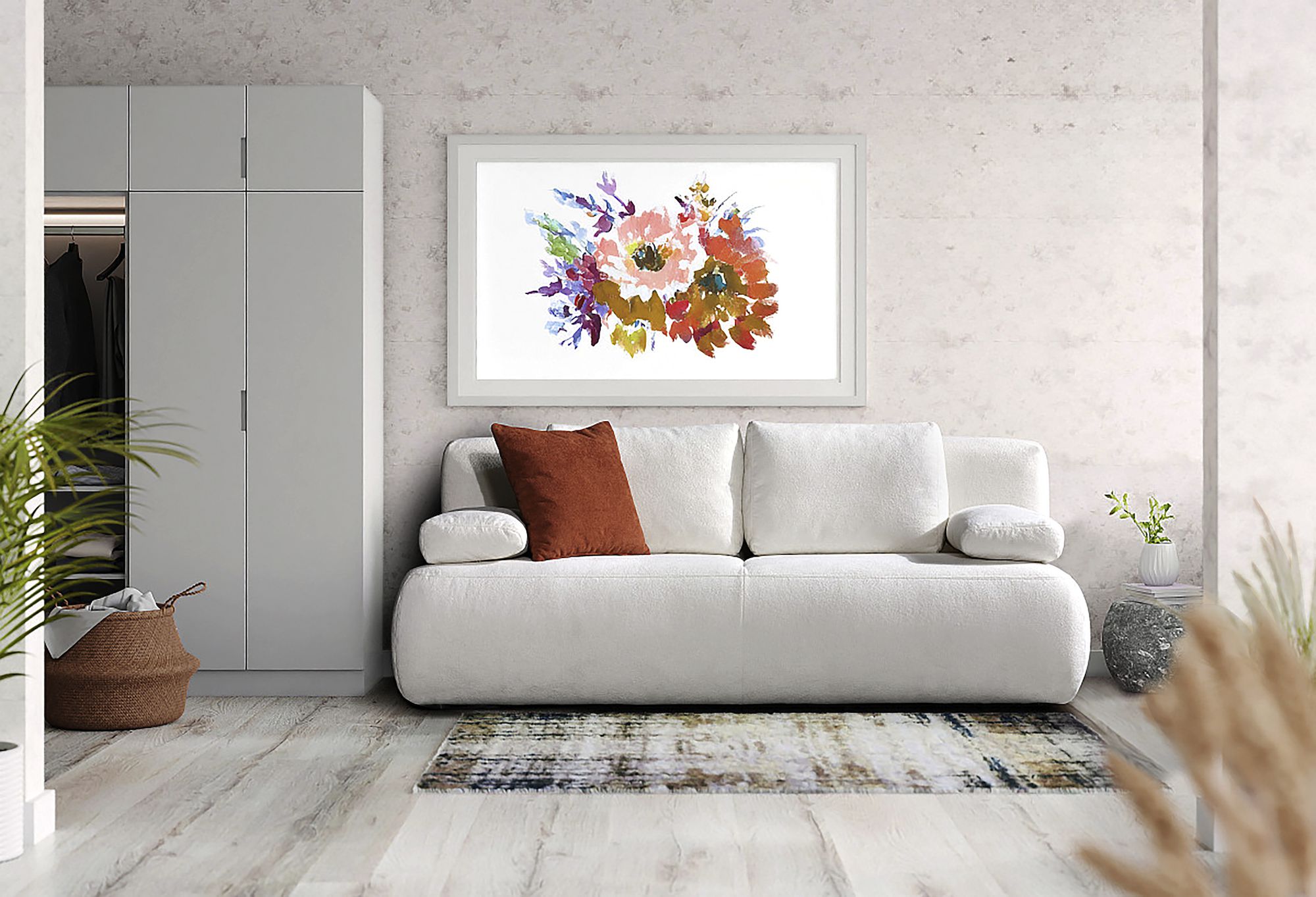 Querschläfer mit Bettkasten beige