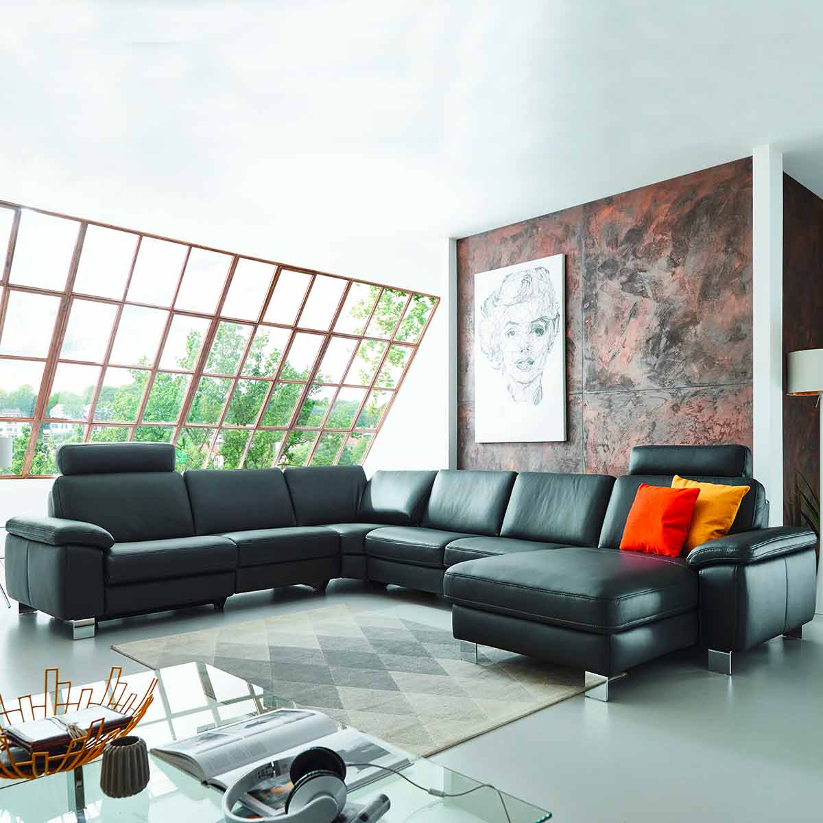 Polsterecke SofaStyle in Leder schwarz
