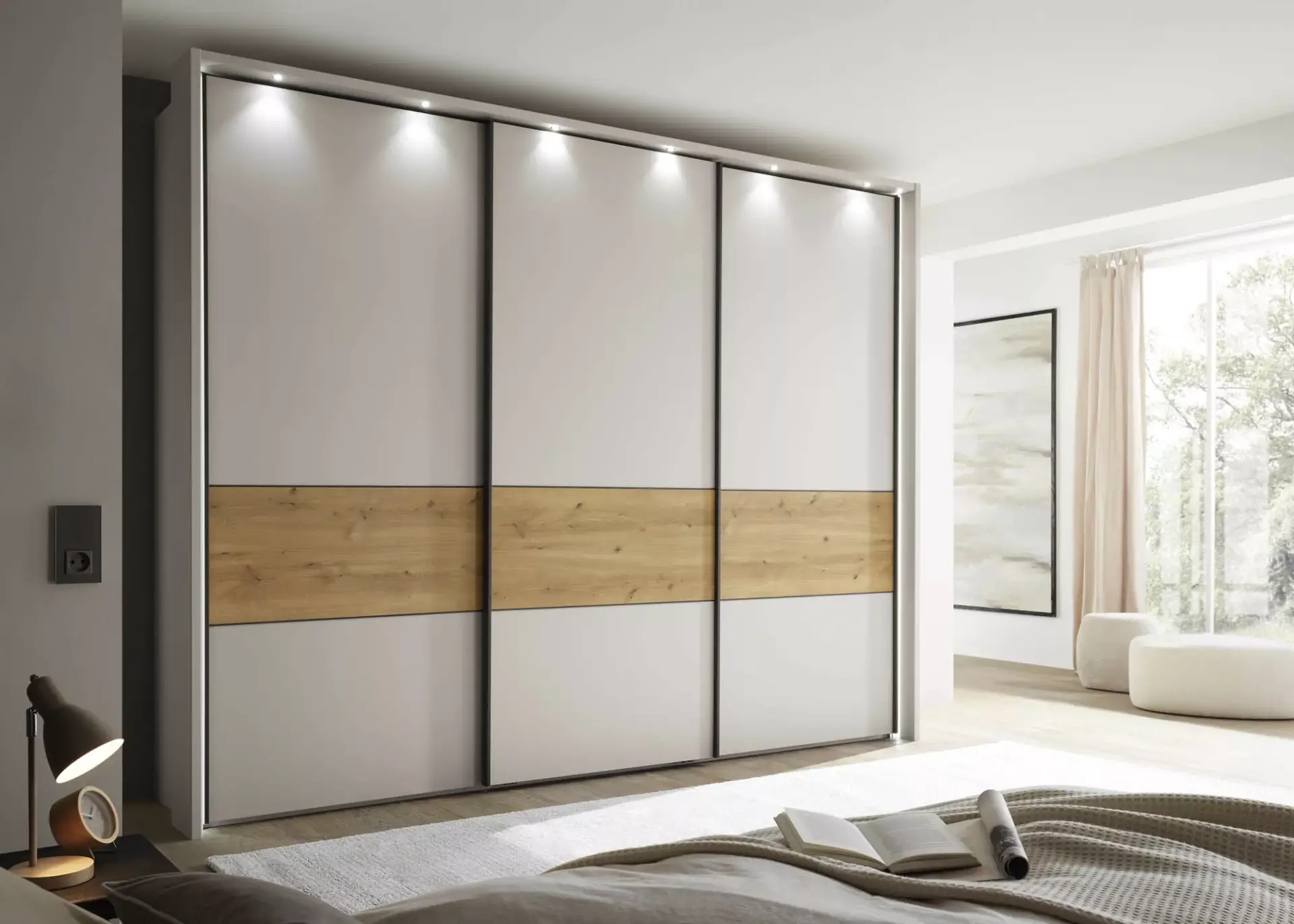 Schwebetürenschrank in Champagner 3-türig 