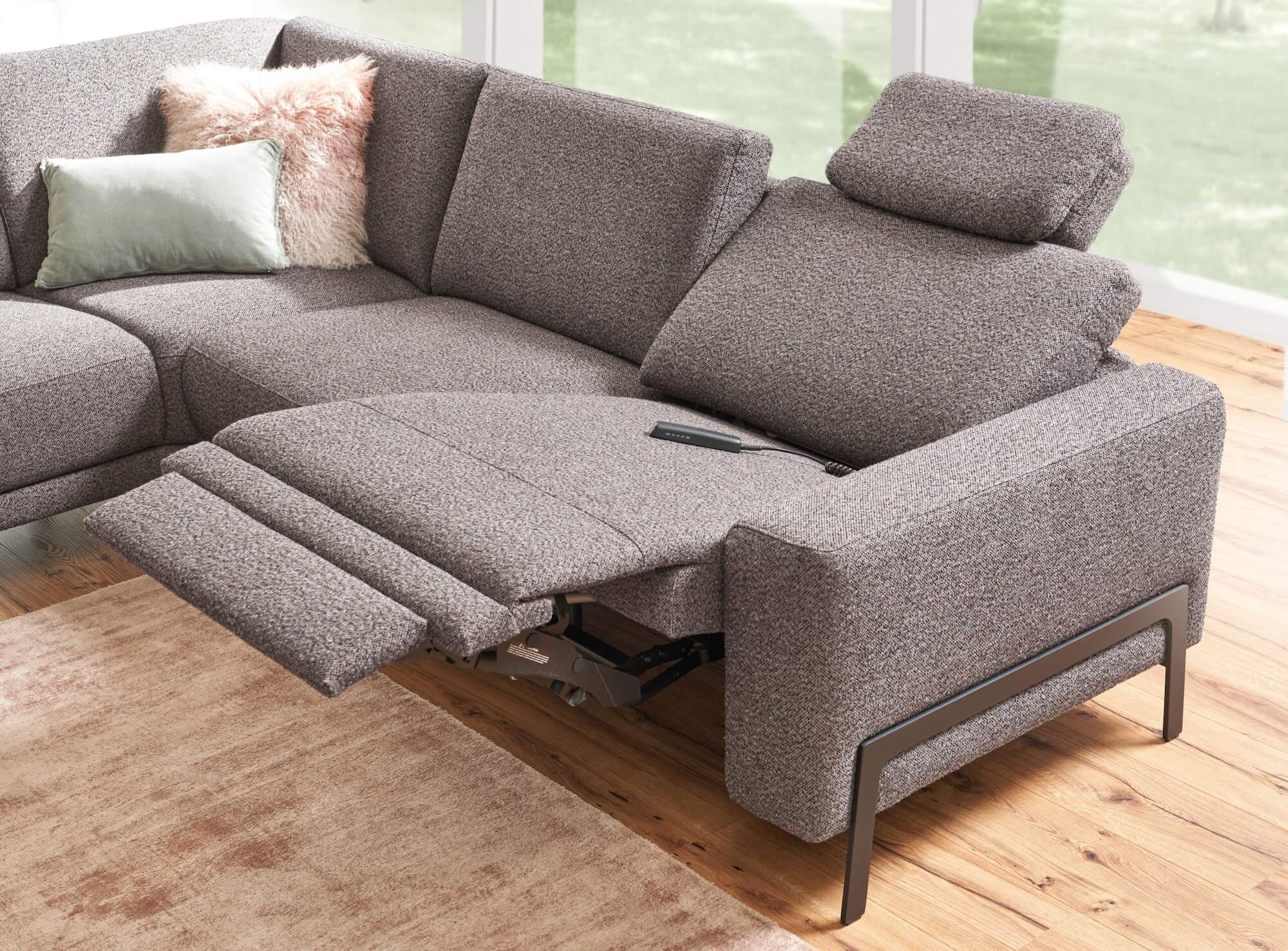 Ecksofa Lennox Stoff braun