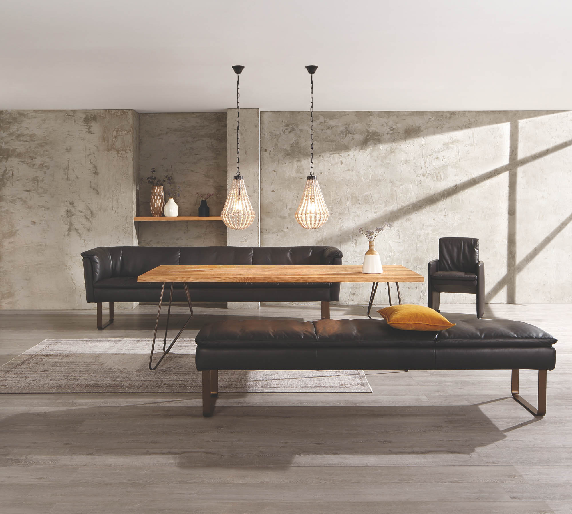 W.Schillig Kombination Esstisch und Lederbank