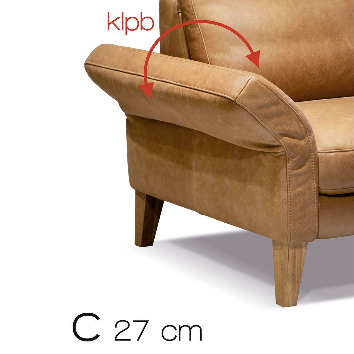 Polsterecke in Leder camel