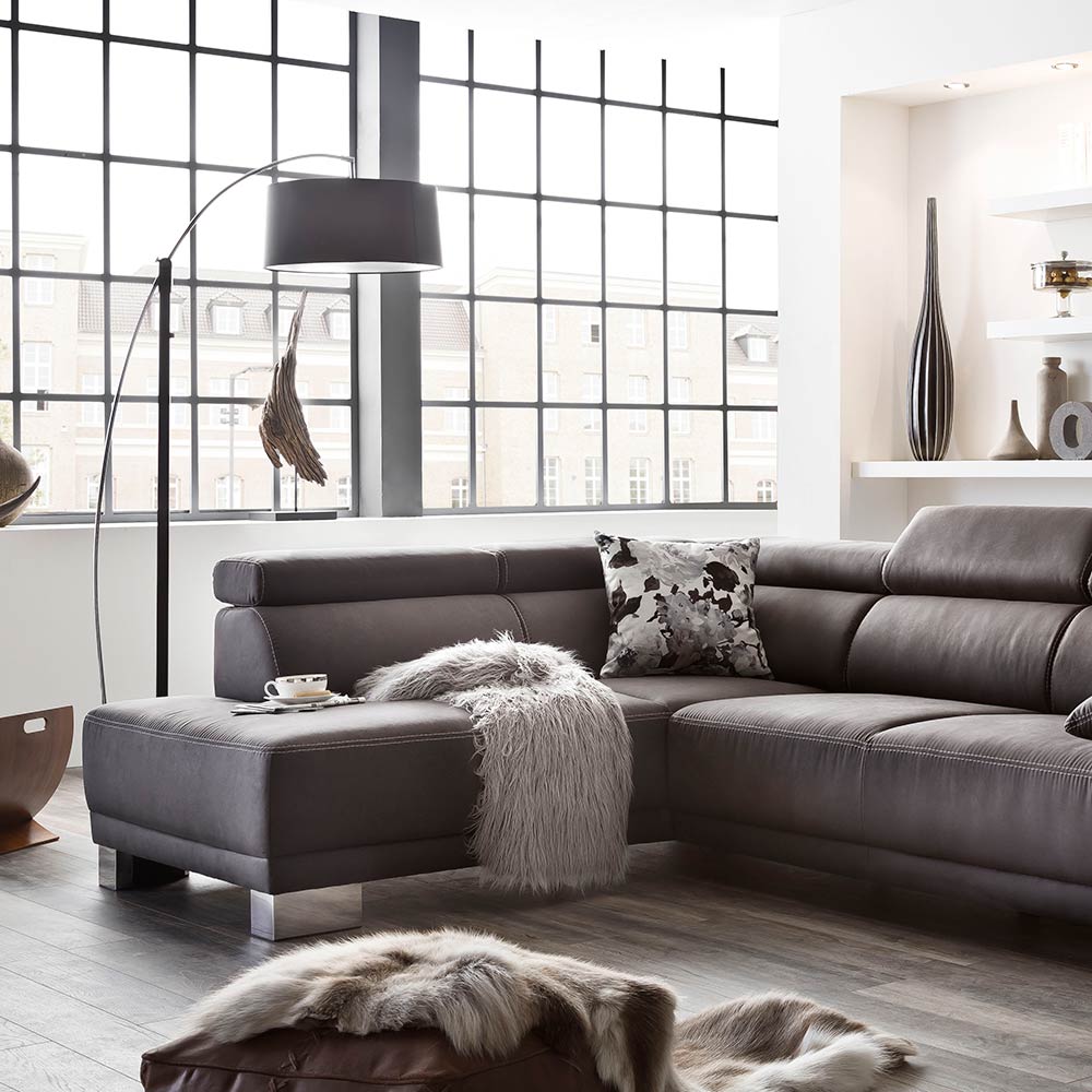 Polsterecke in Leder grau