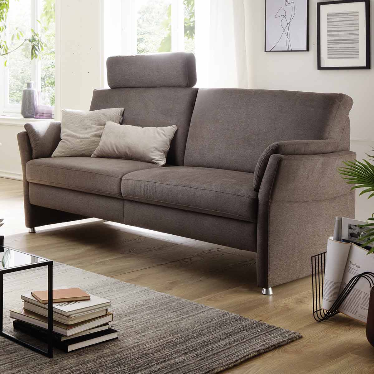 Sofa Hawaii als 2-Sitzer inkl. Kopfstütze in Stoff braun