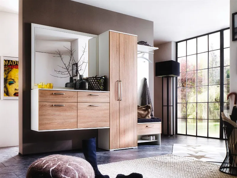 Garderobe Steineiche Weiß