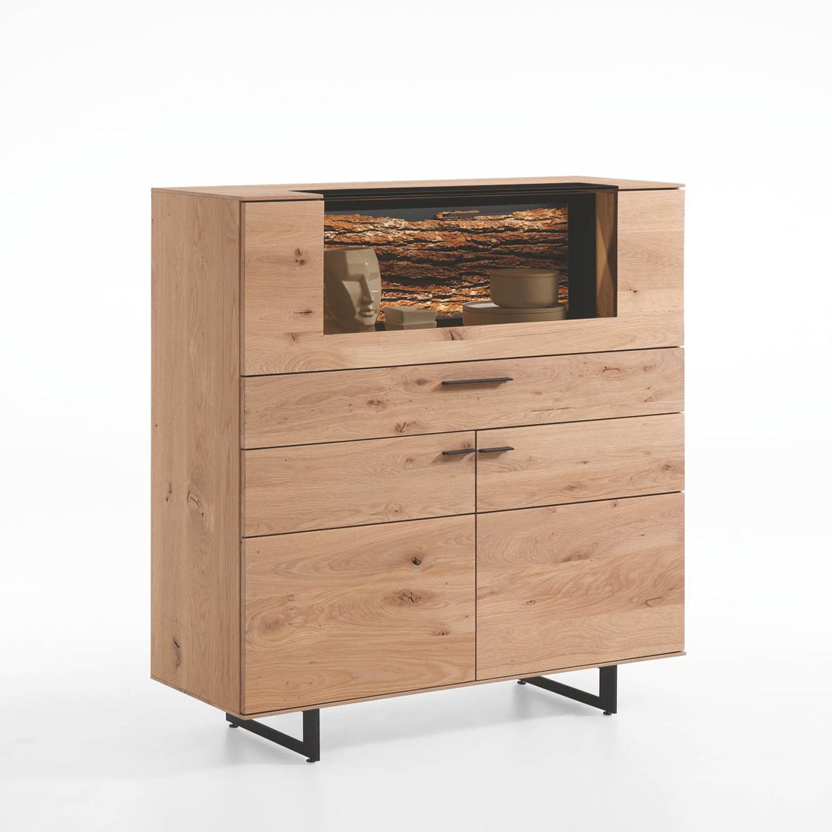 Highboard 2-türig, Applikation Rinde