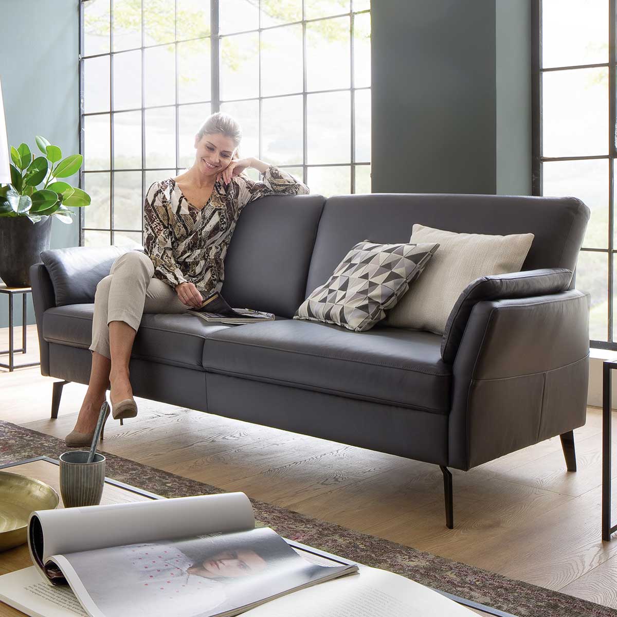 Sofa Hawaii 2-Sitzer in Leder grau