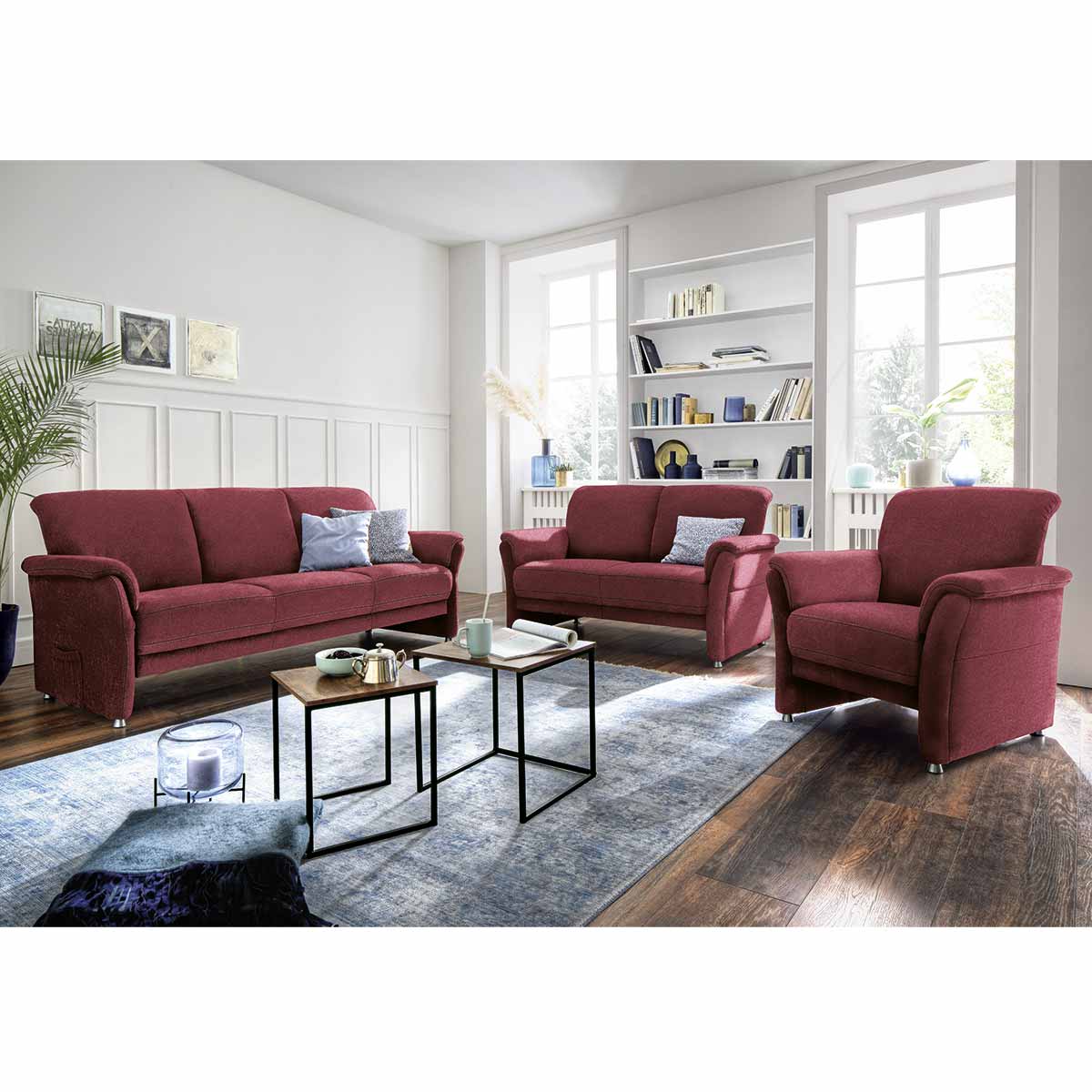 Sofa Andorra - 3-Sitzer in Stoff bordeaux