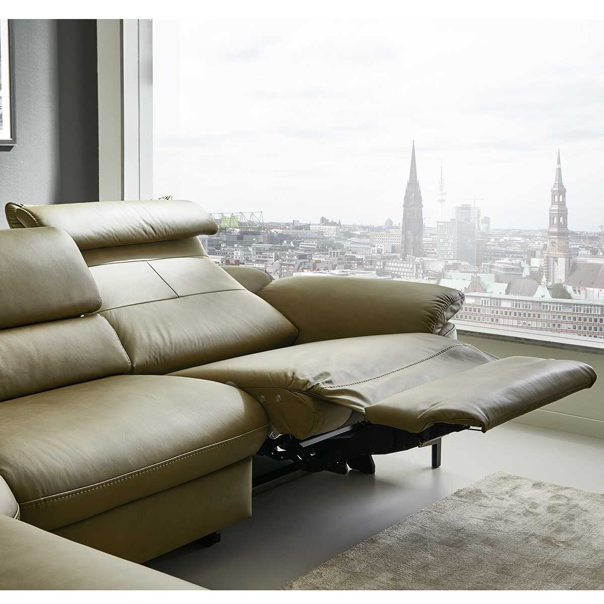 Polsterecke in Leder olive