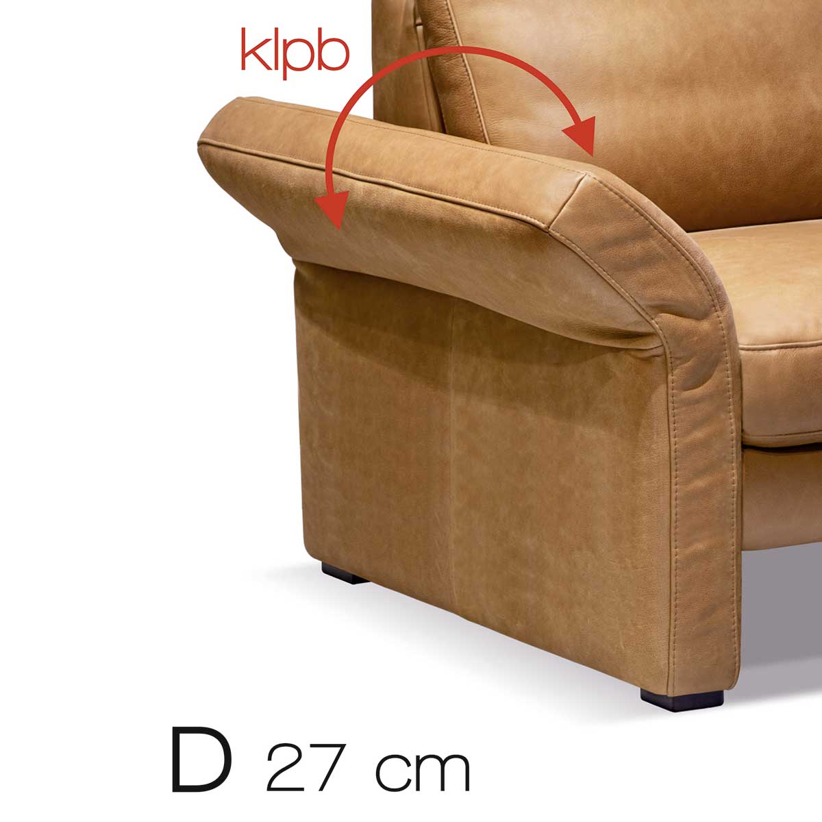 Polsterecke in Leder camel