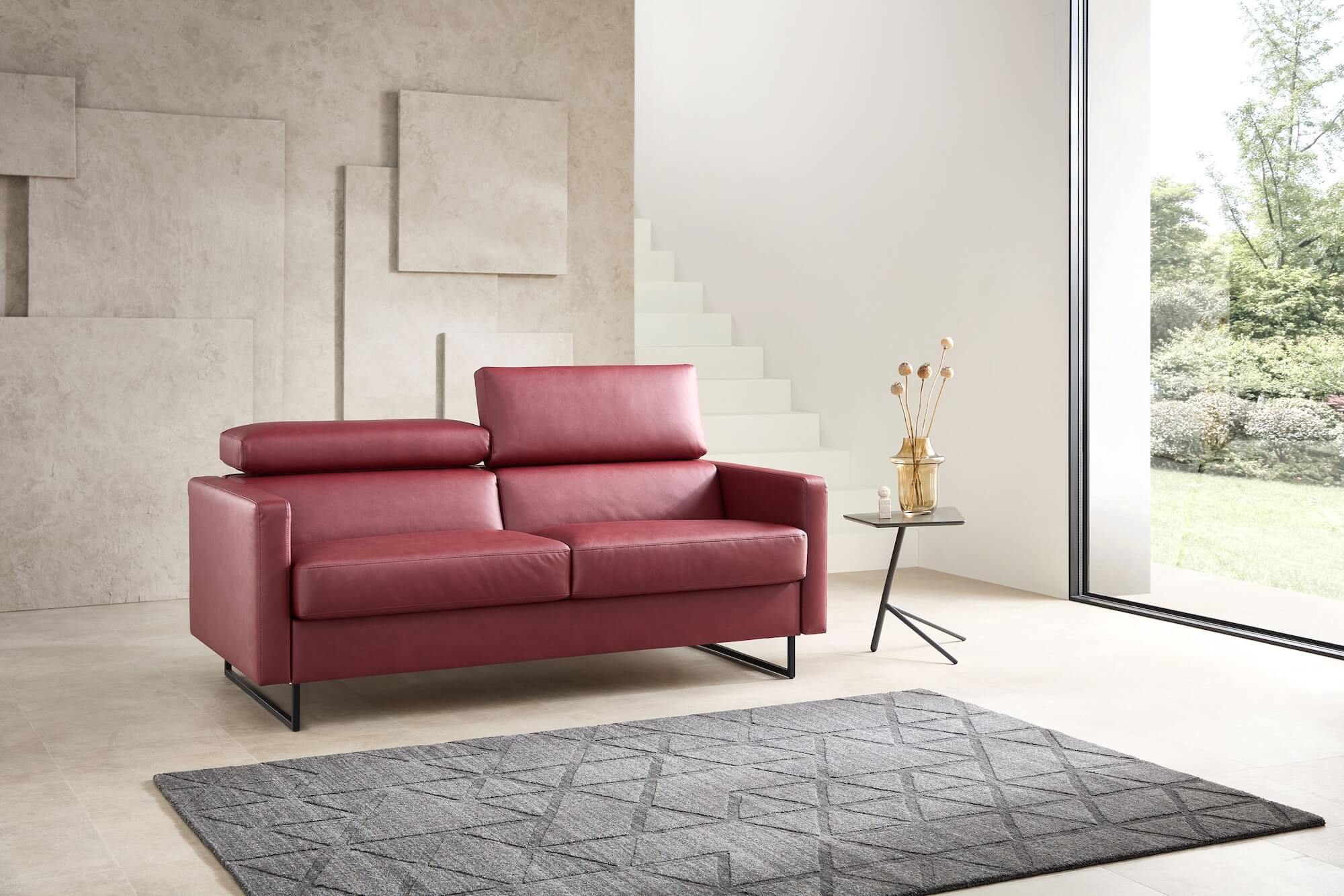 Schlafsofa mit Matratze rot