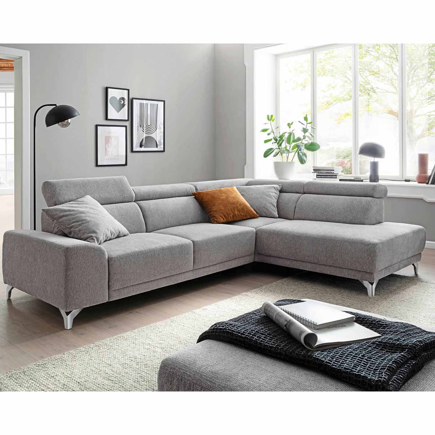 Polsterecke in Stoff grau 274x209