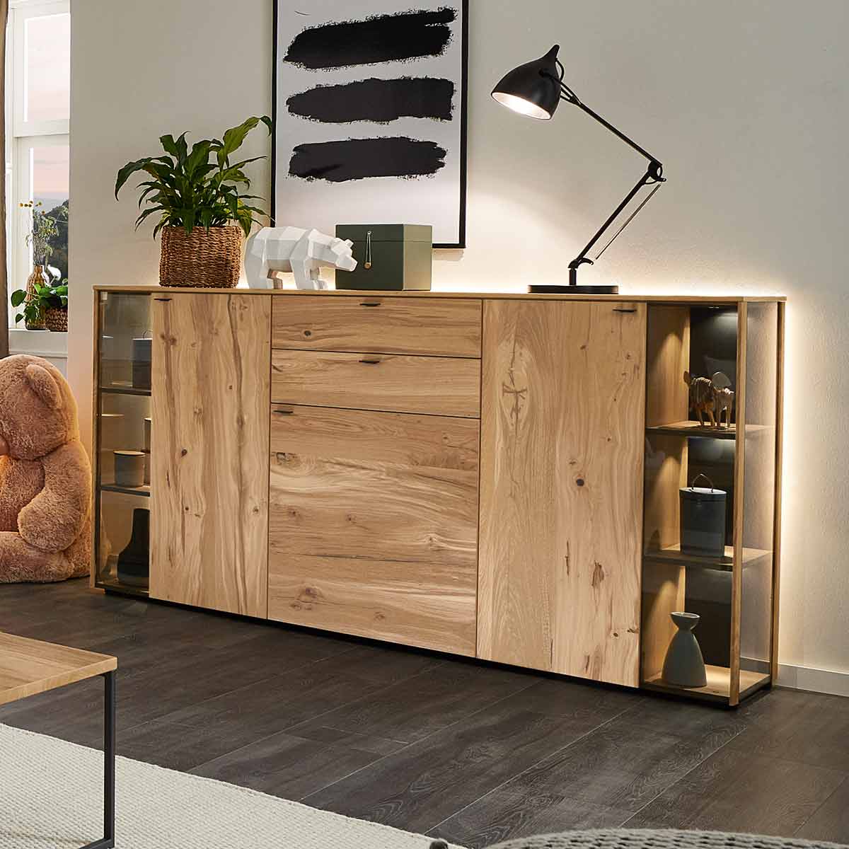Sideboard X3 Eiche Rustico hell