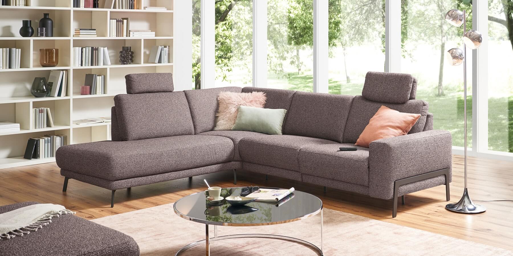 Ecksofa Lennox Stoff braun