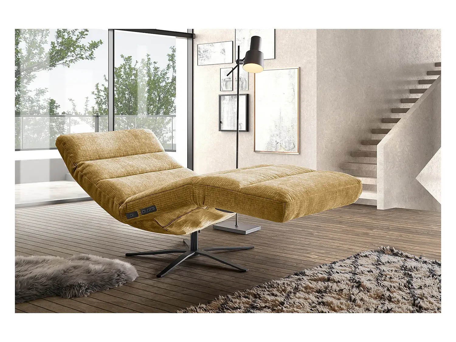 Relaxliege Cord gelb