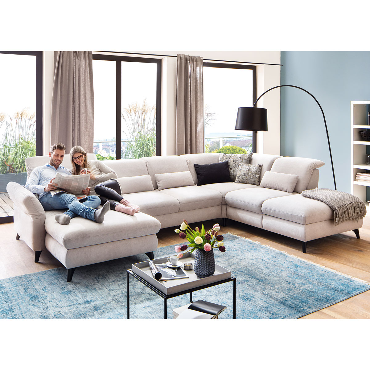 Polsterecke in Stoff beige