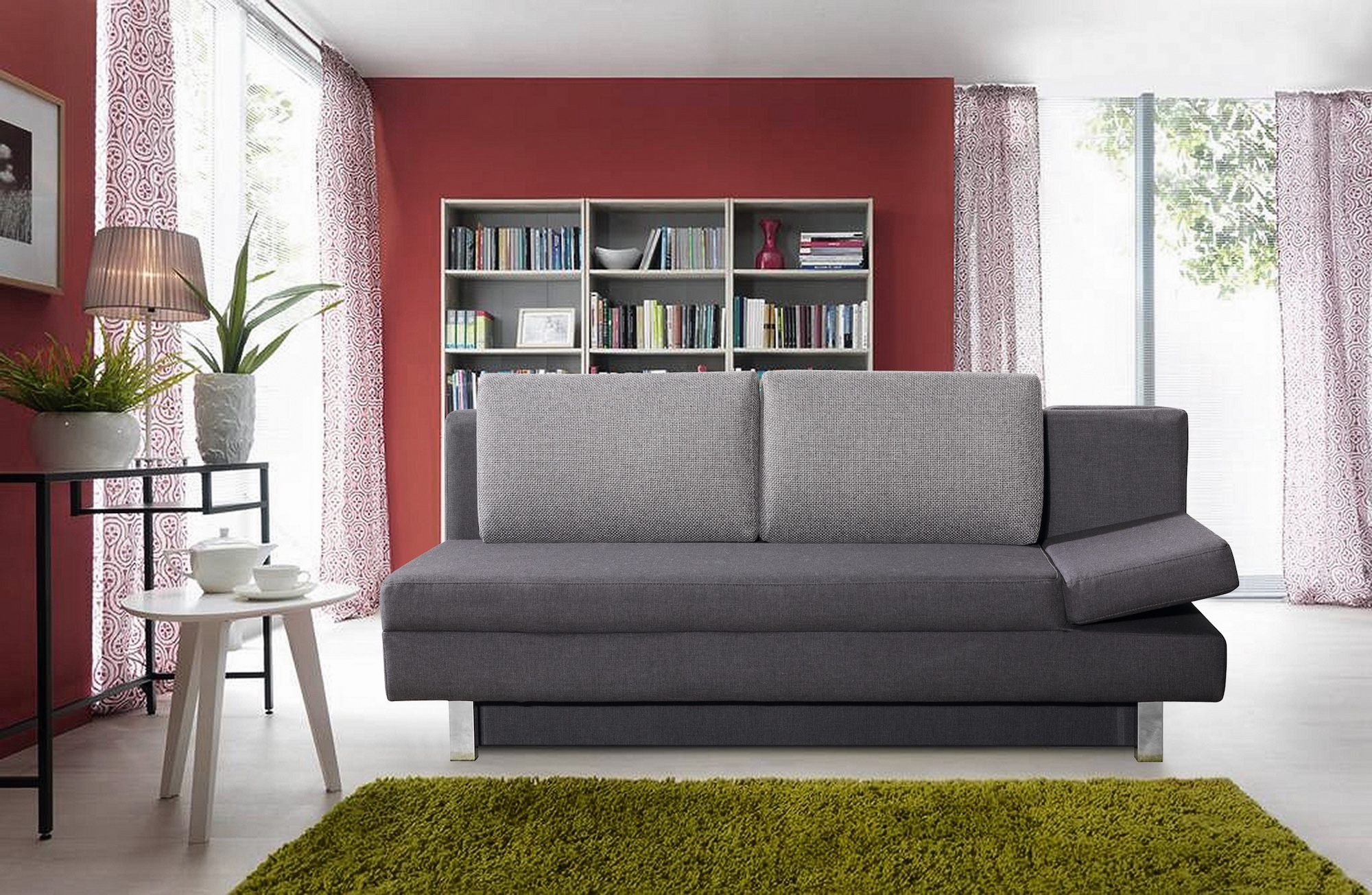 Schlafsofa in Stoff dunkelgrau