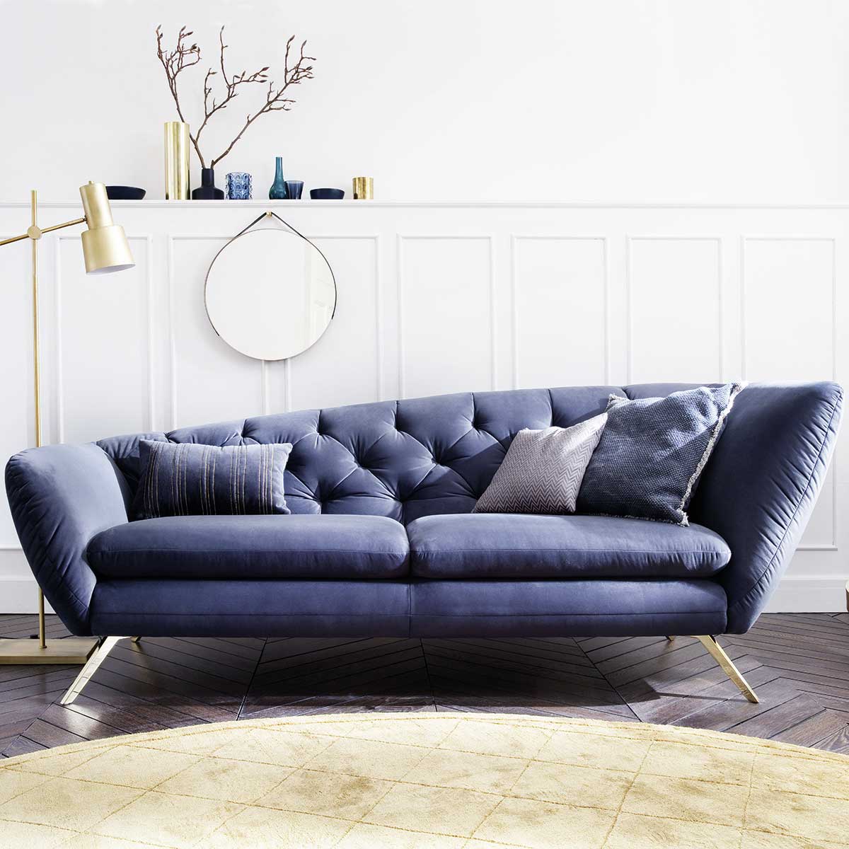 Recamiere in Stoff navy