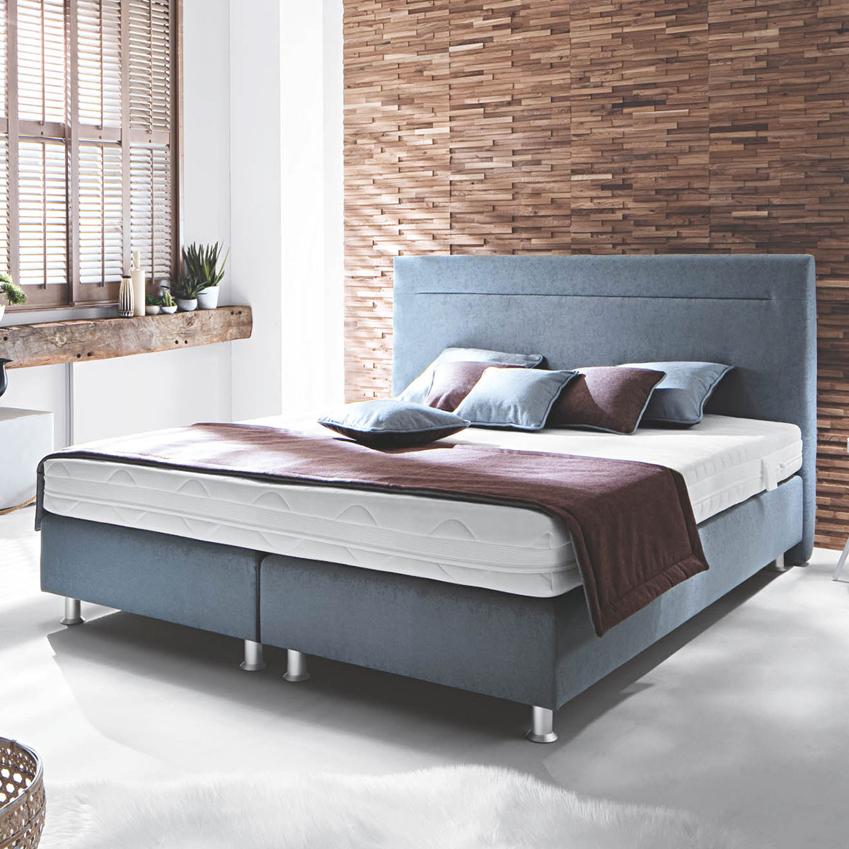 Boxspringbett in A Hellgrau