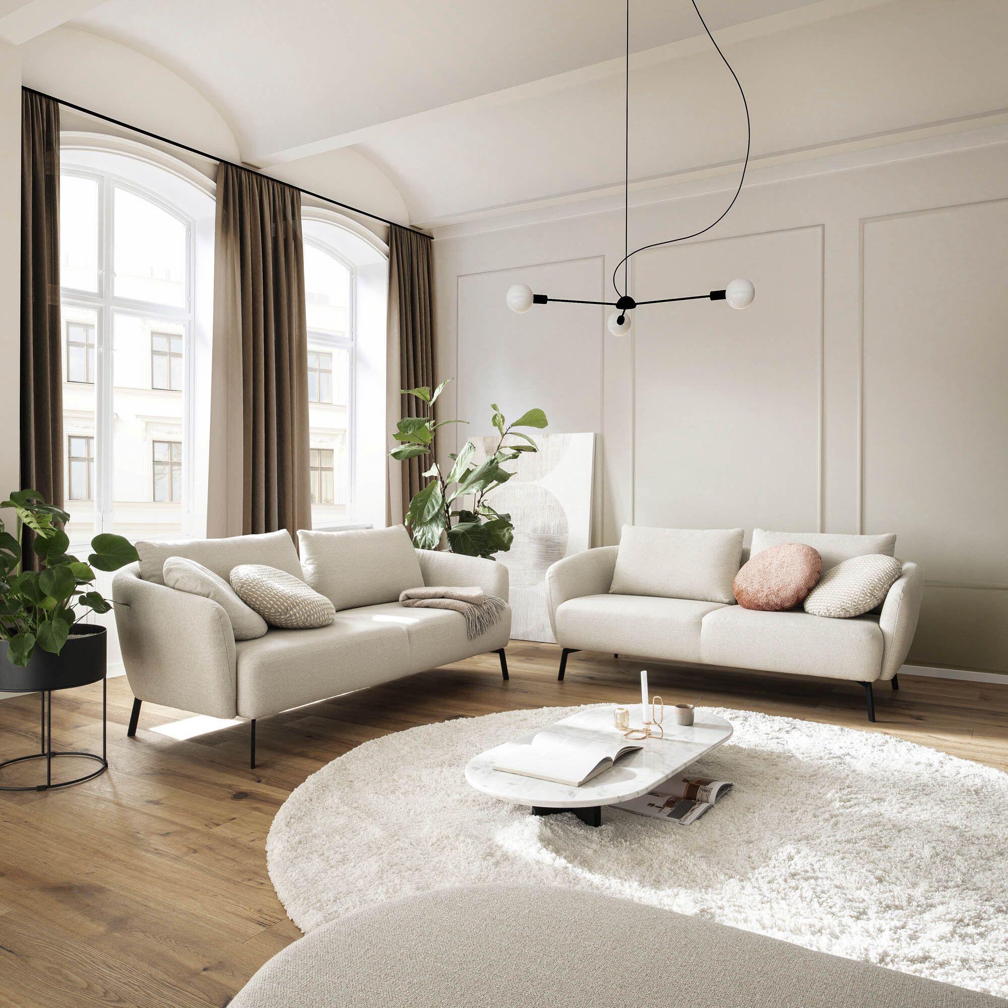 Polstergarnitur Nimba Stoff Creme