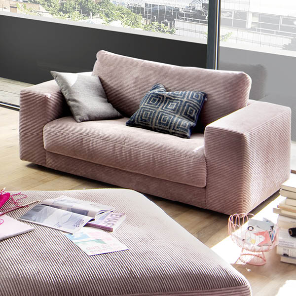 Loveseat Bezug Stoff Cord in altrosa