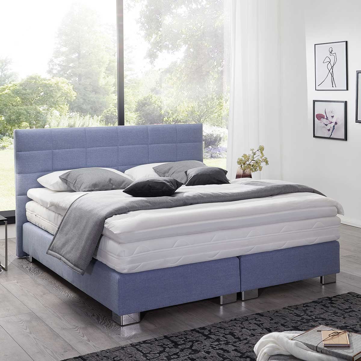Boxspringbett in Blau