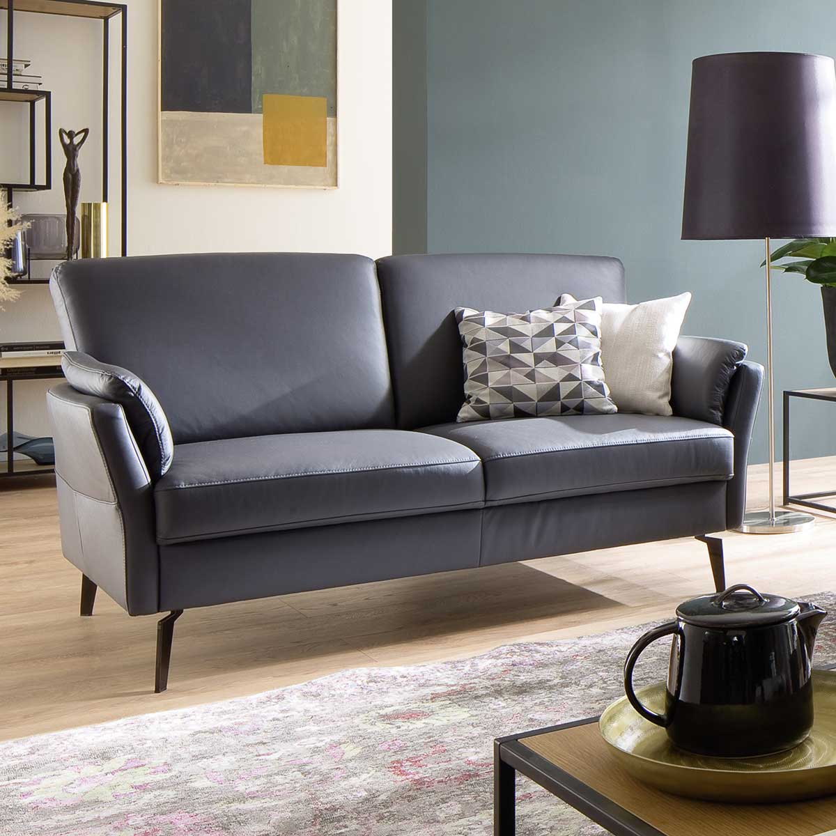 Sofa Hawaii als 2,5-Sitzer in Leder grau
