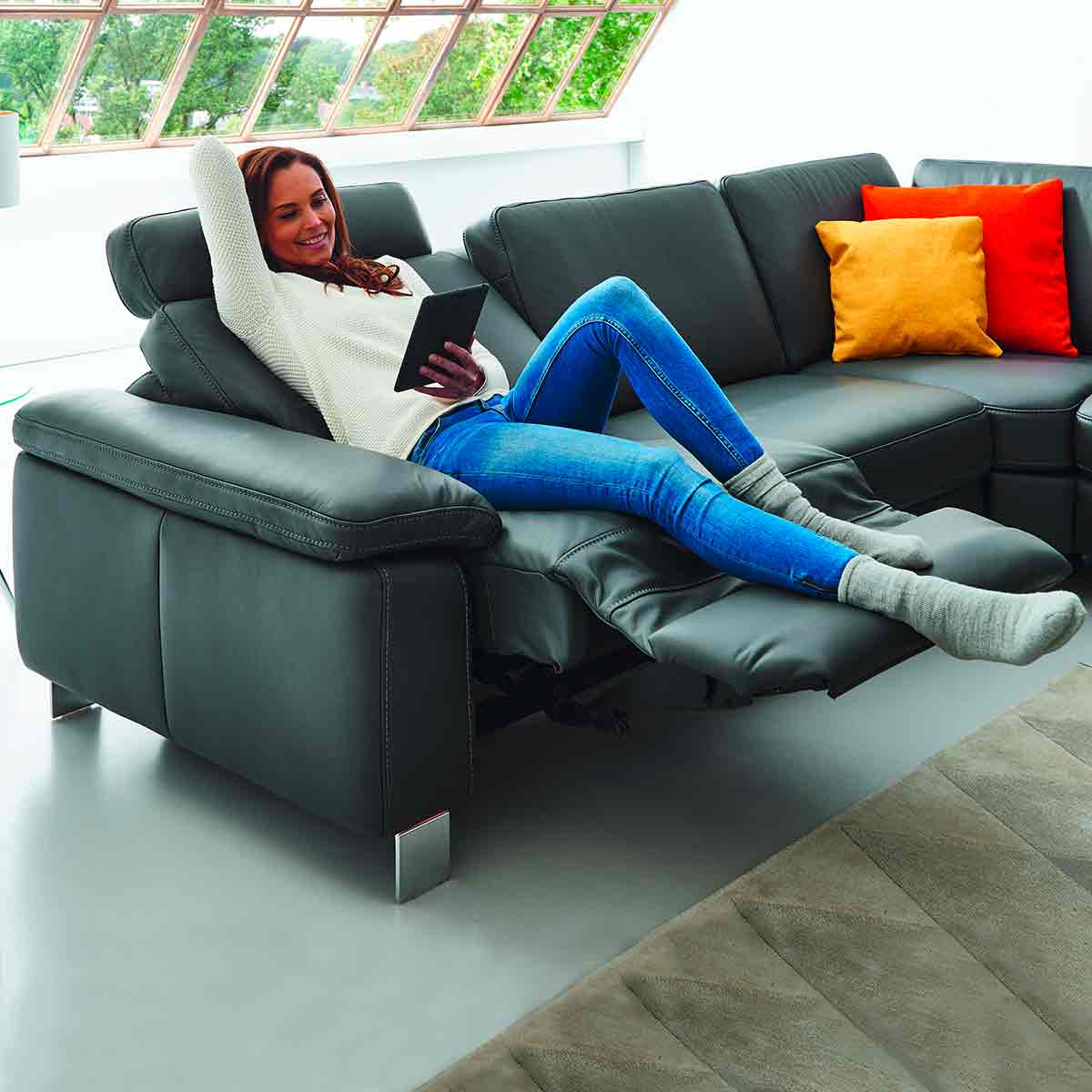 Polsterecke SofaStyle in Leder schwarz