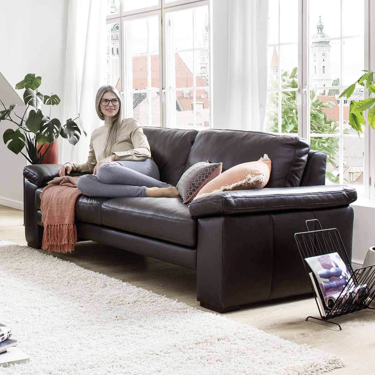 Sofa 2-Sitzer in Leder dunkelbraun