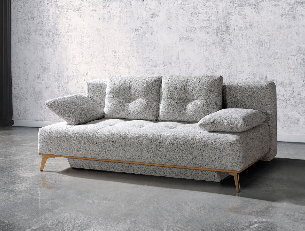 Schlafsofa in Stoff hellgrau