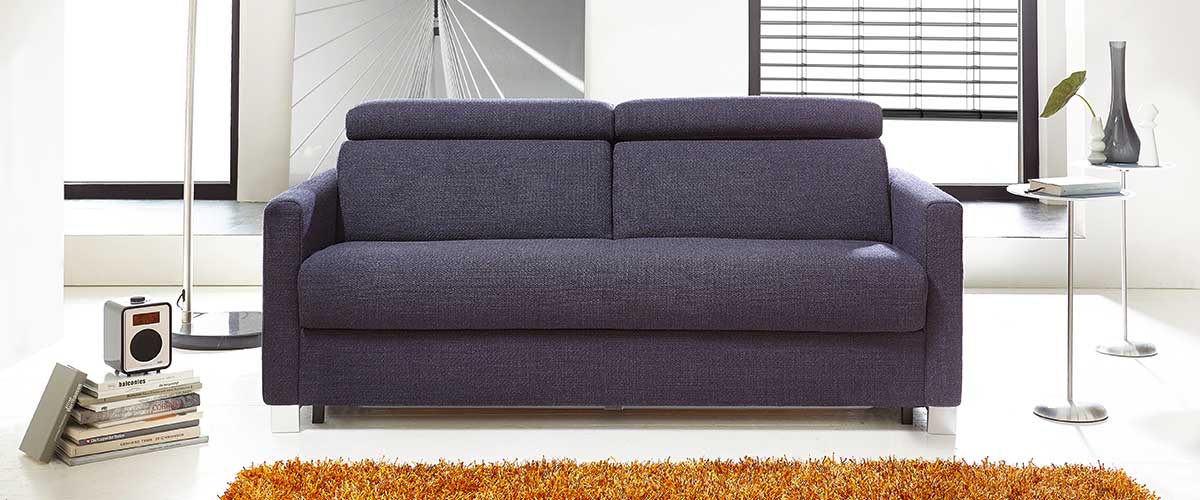 Modernes Schlafsofa dunkelblau anthrazit bei Flamme Küchen + Möbel Modernes Schlafsofa dunkelblau anthrazit bei Flamme Küchen + Möbel