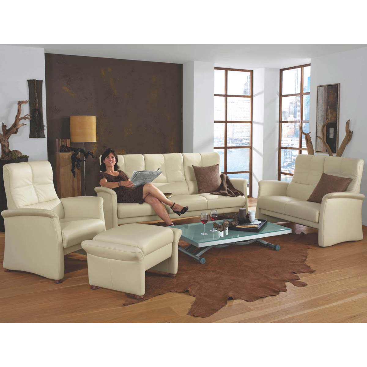 Himolla 6001 - 2-Sitzer in Leder beige