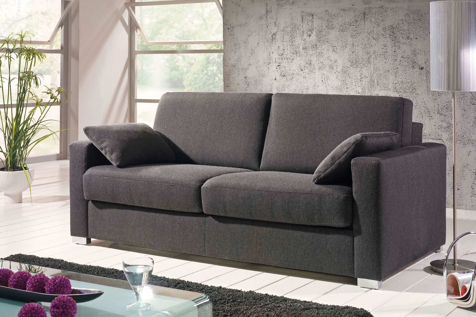 Schlafsofa in Stoff grau