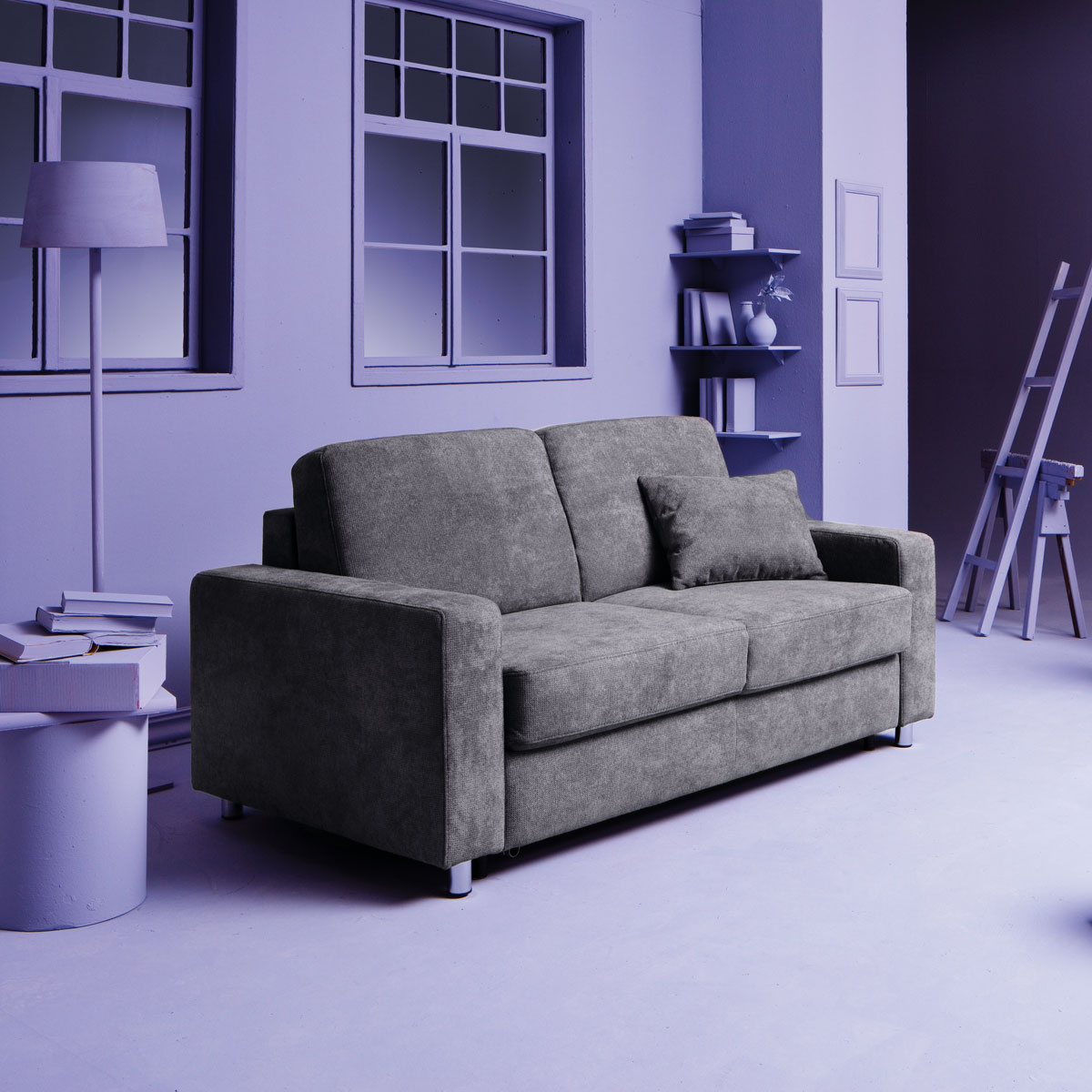 2-Sitzer in Stoff dunkelgrau - Komfort-Dauerschlafsofa