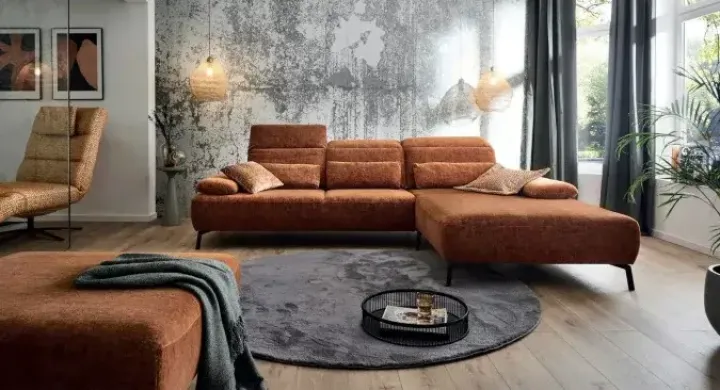 Ecksofa Kinsley Stoff rostbraun