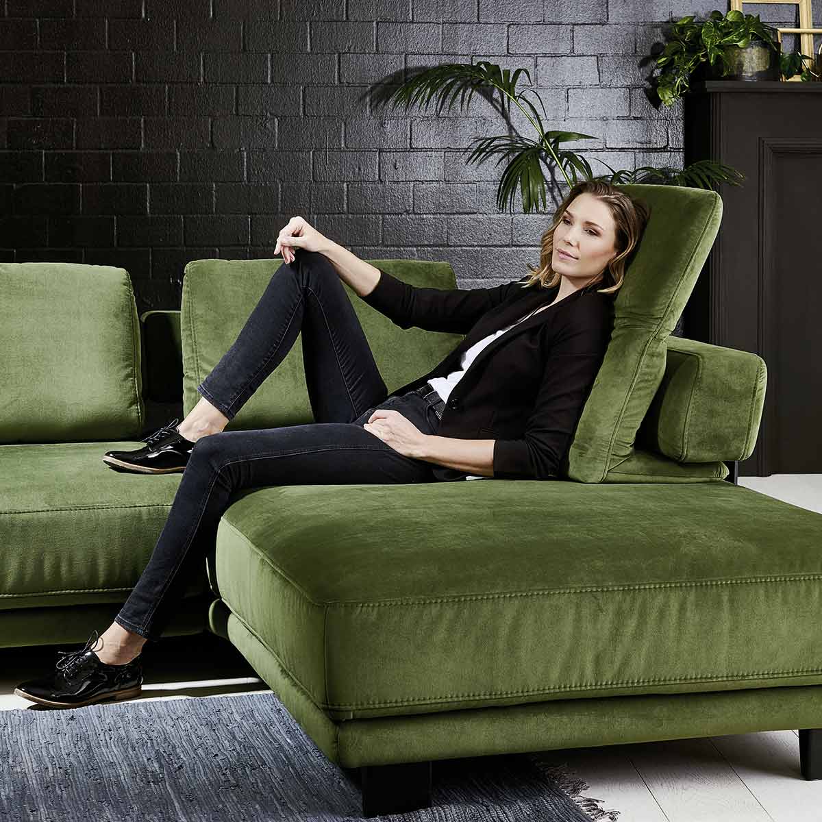 Polsterecke in Stoff green