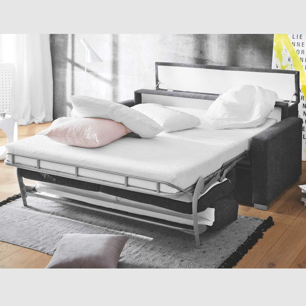 Schlafsofa in Stoff anthrazit