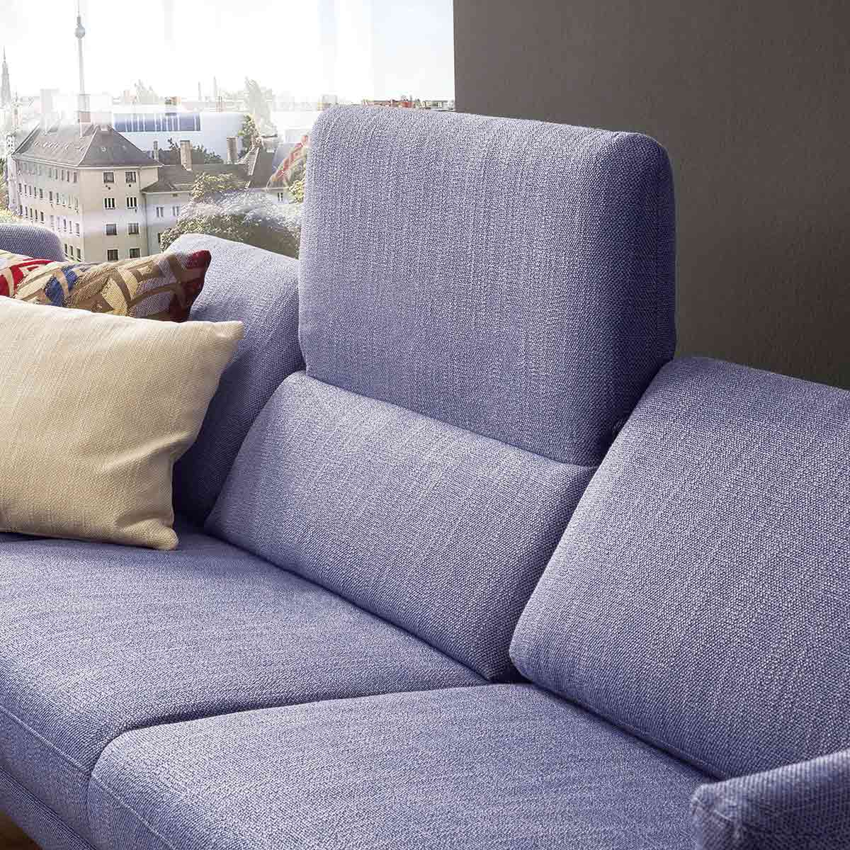 Polsterecke mit Rückenverstellung in Stoff blau