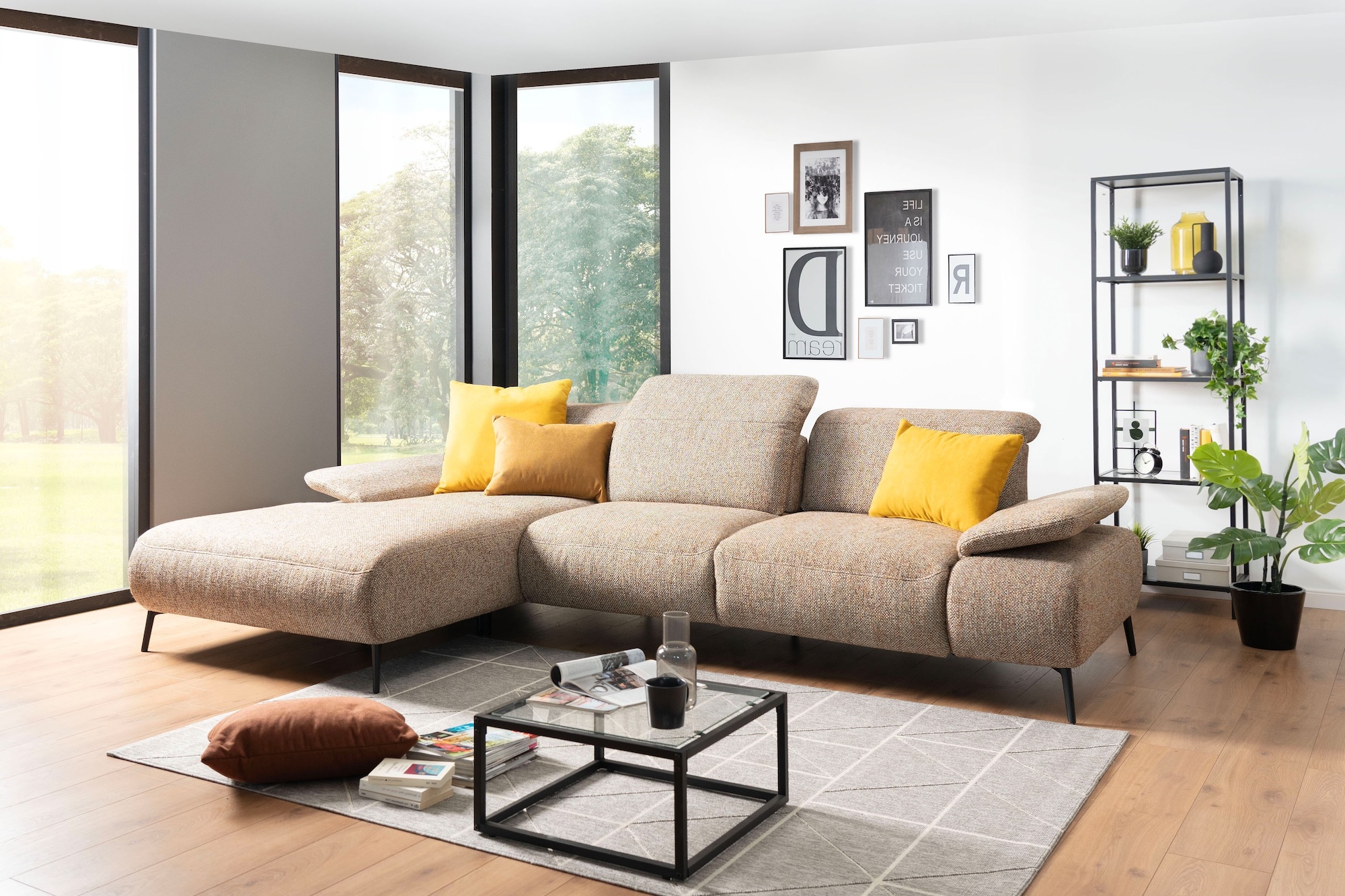 Ecksofa modern Stoff beige
