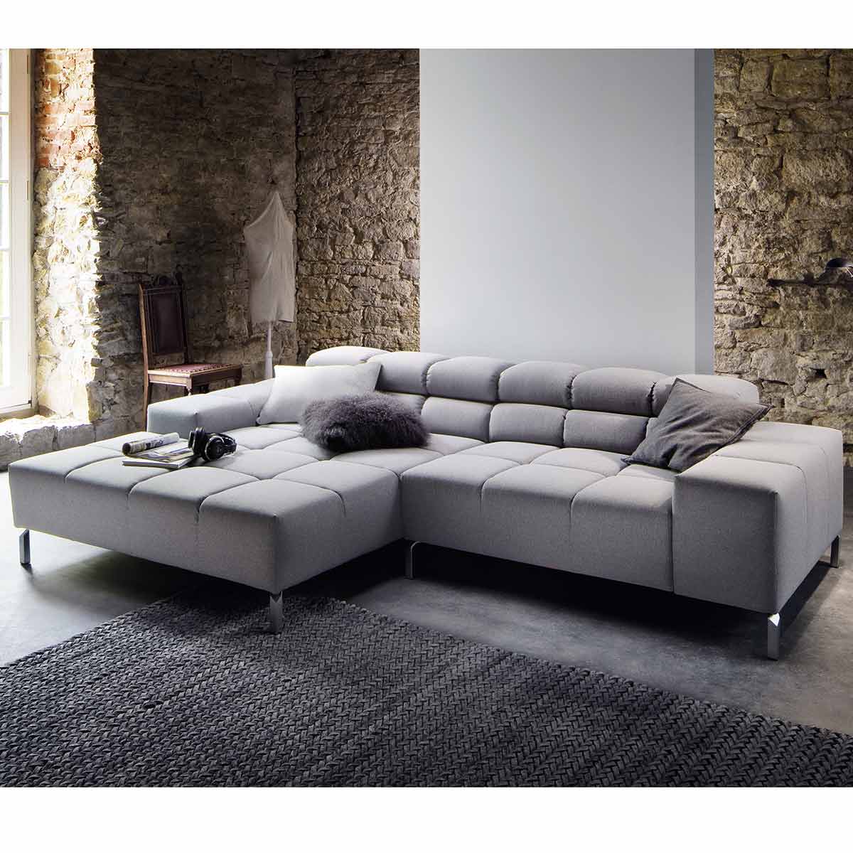 Polsterecke inkl. Kopfteilverstellung in Stoff grey
