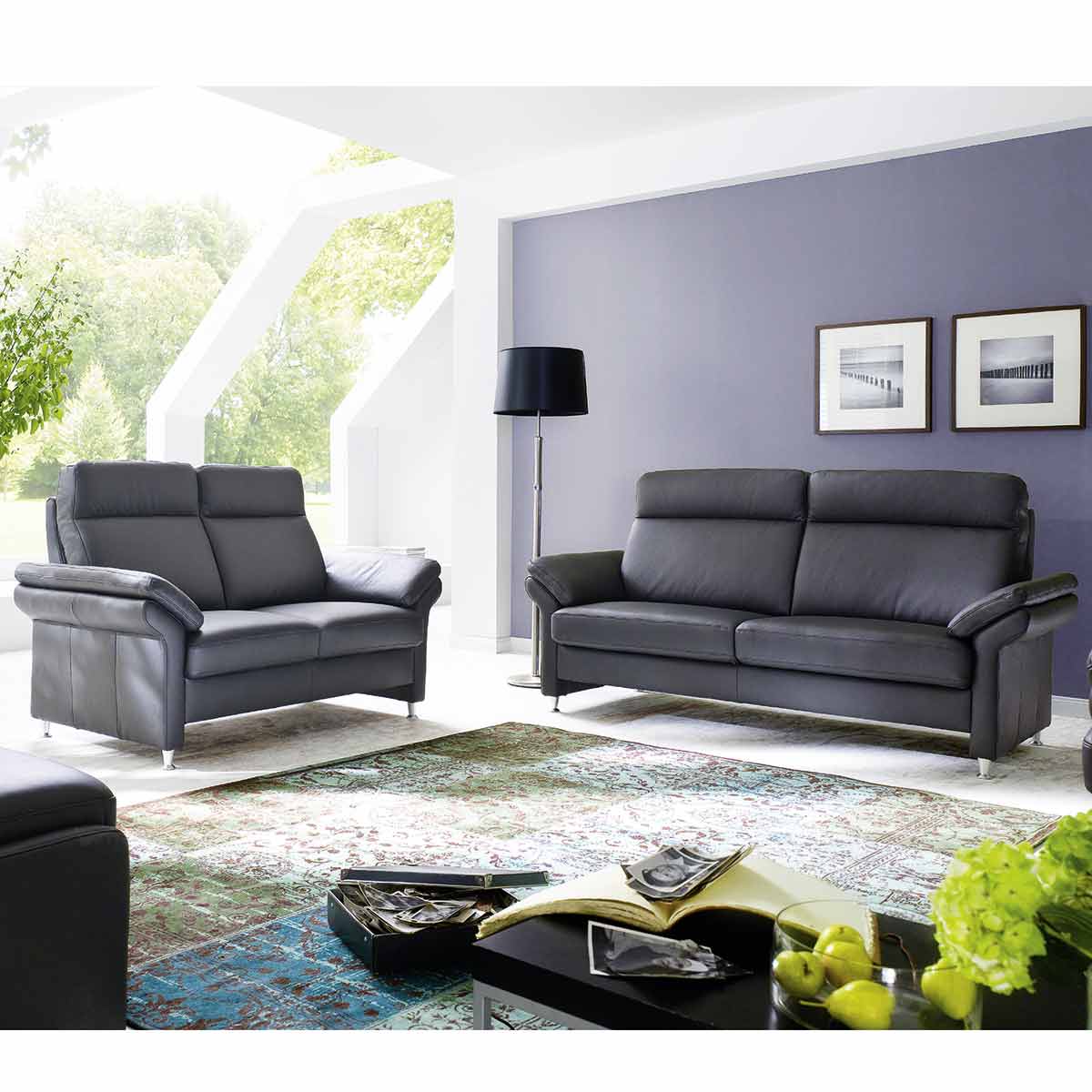 Sofa 2-Sitzer in Leder anthrazit