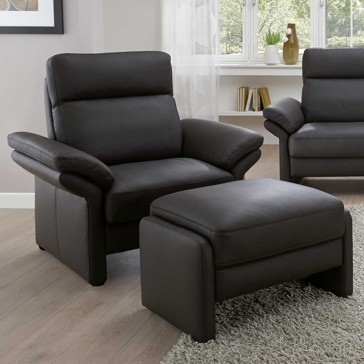 Sessel in Leder anthrazit