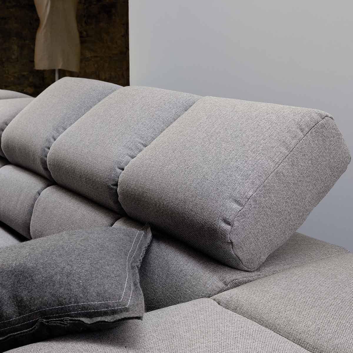 Polsterecke inkl. Kopfteilverstellung in Stoff grey