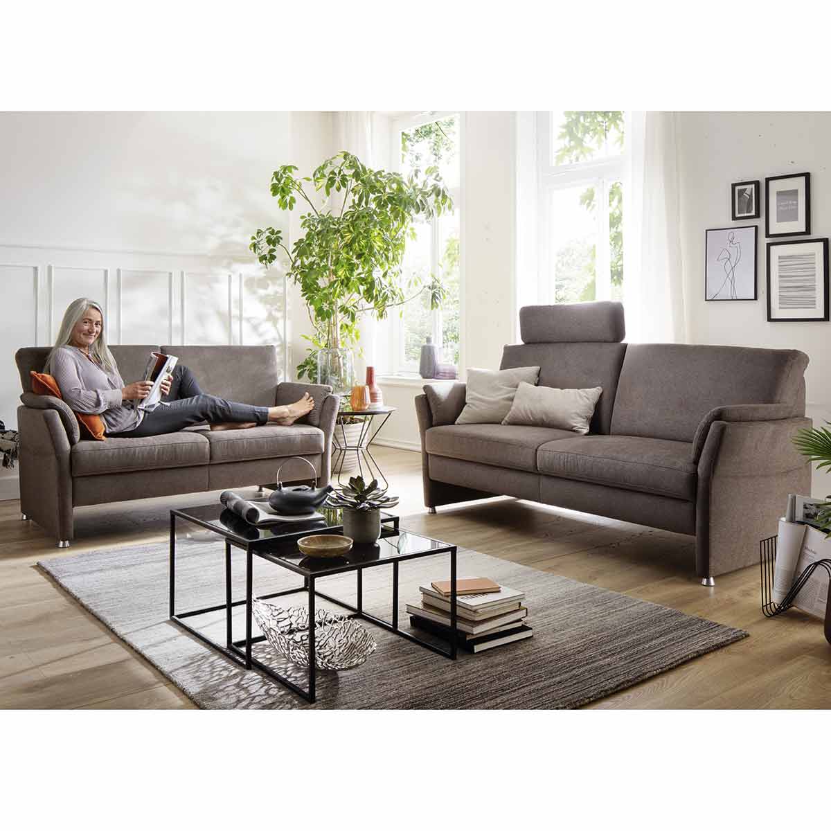 Sofa Hawaii als 2-Sitzer inkl. Kopfstütze in Stoff braun