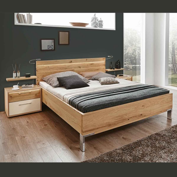 Holzbett Comfort in Balkeneiche, Zubehör gegen Mehrpreis erhältlich